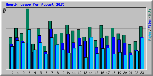 Hourly usage for August 2015