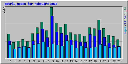 Hourly usage for February 2016