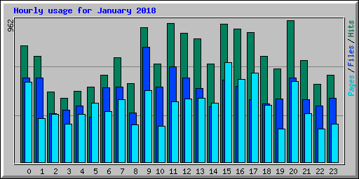 Hourly usage for January 2018